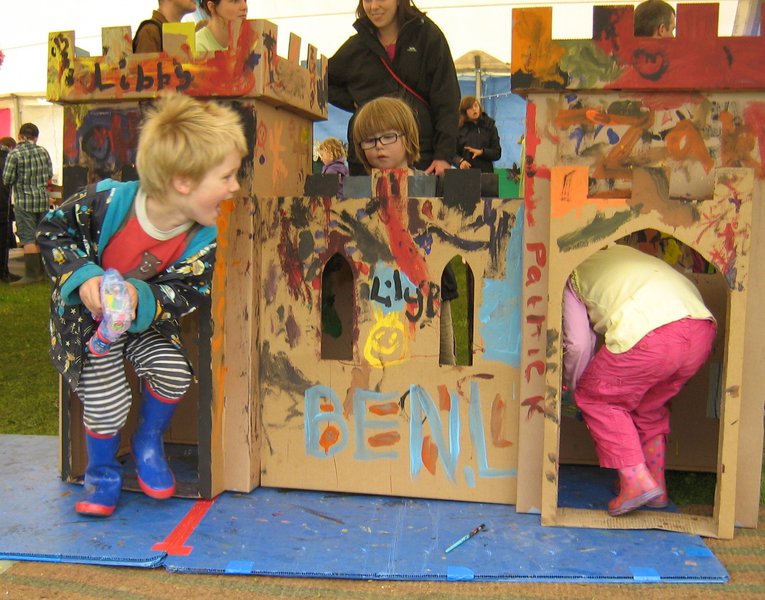 Having fun with the cardboard castle
